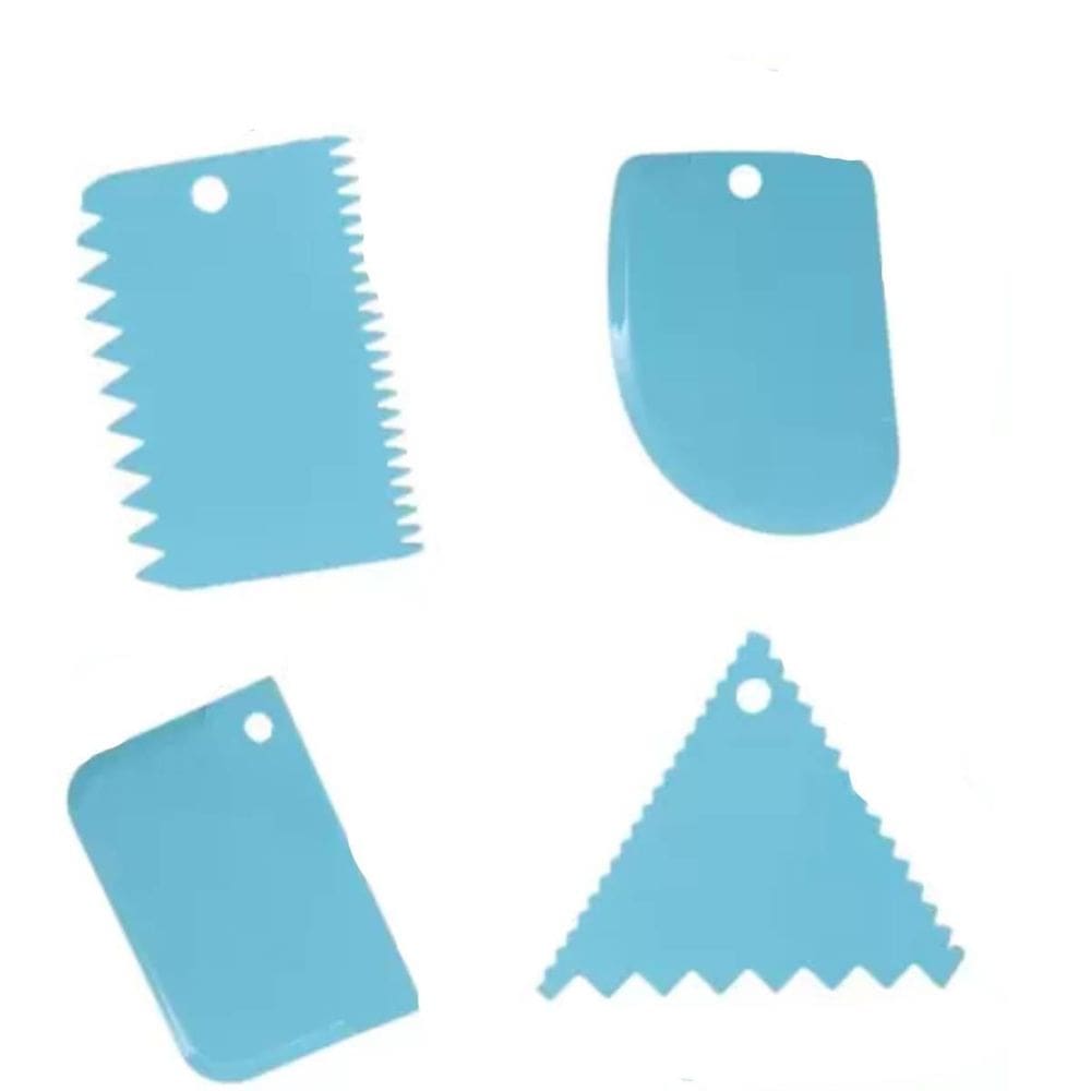 Kit 4Pçs Raspadores De Bolo Plástico Confeitaria Decoração