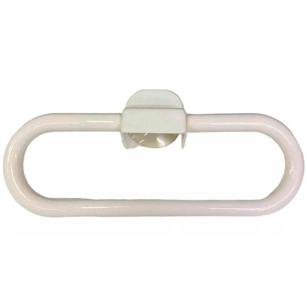 Kit 2 Porta Toalha Branco Com Ventosa Multiuso Plástico 12Cm