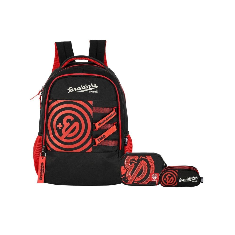 Kit Enaldinho Mochila Costas + Estojo Box E Estojo Triplo