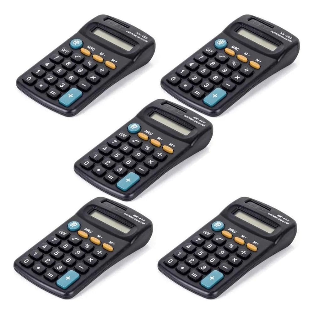 Kit 5 Calculadoras De Mesa E Bolso Pequena 08 Dígitos Kk402