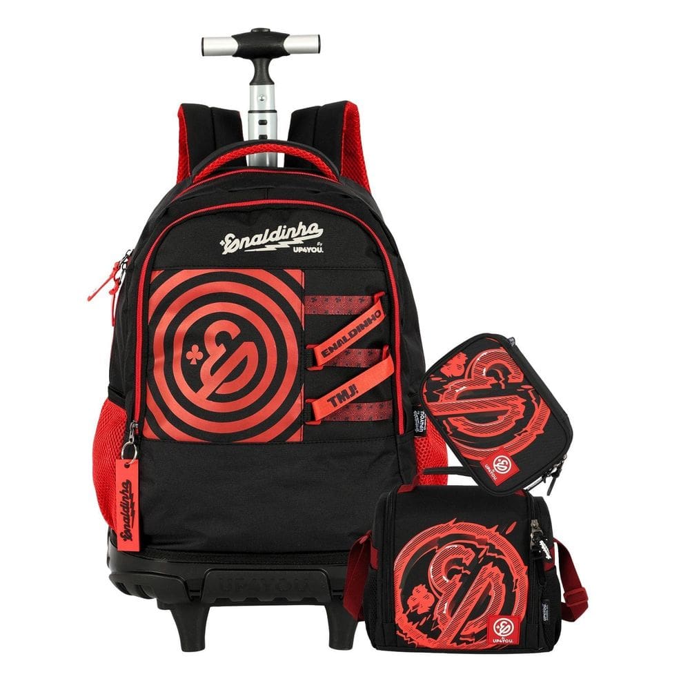 Kit Enaldinho Mochila Roda + Lancheira + Estojo Box