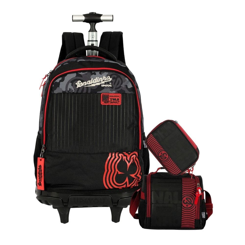 Kit Enaldinho Mochila Roda + Lancheira + Estojo Box