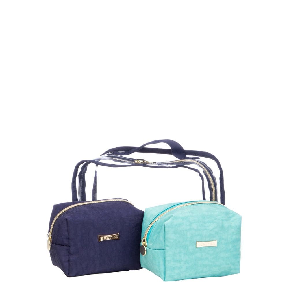Necessaire 3 Peças - Turquesa E Marinho