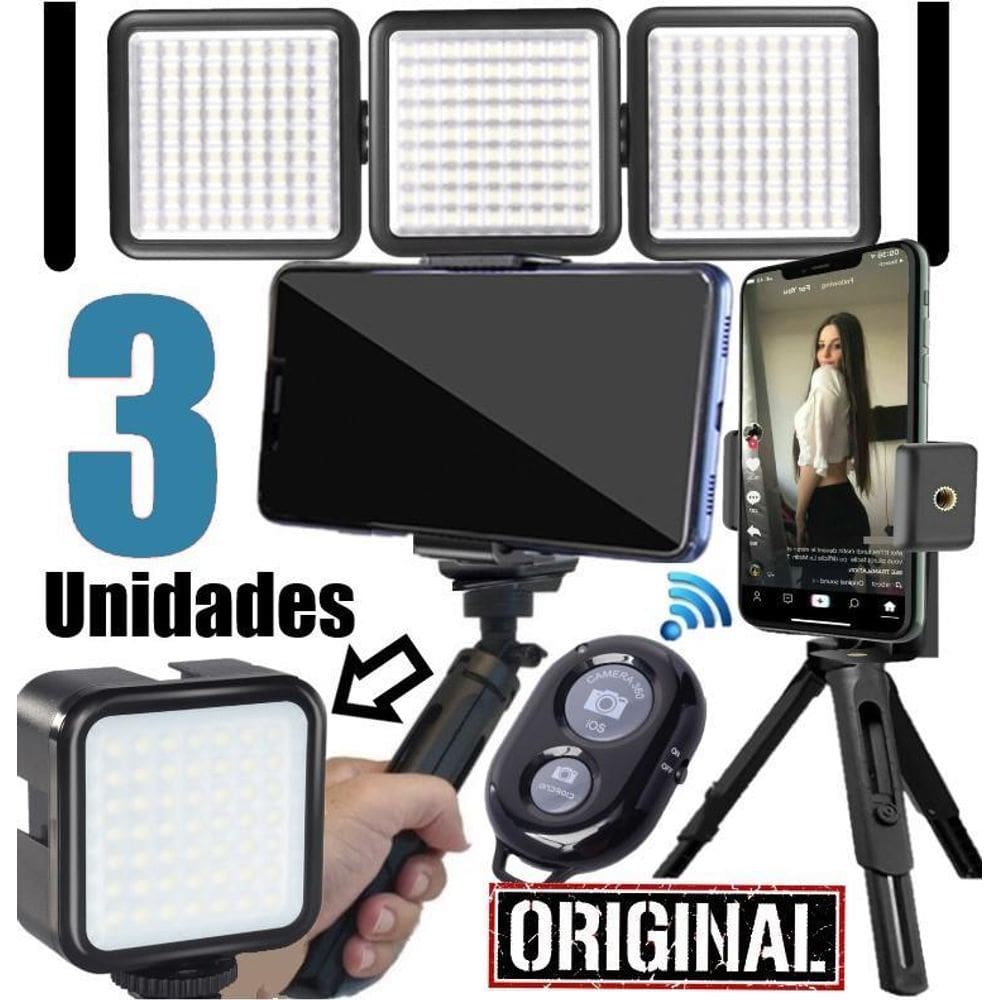 Estabilizador Imagem Suporte Celular 3 Painel Luz Iluminação