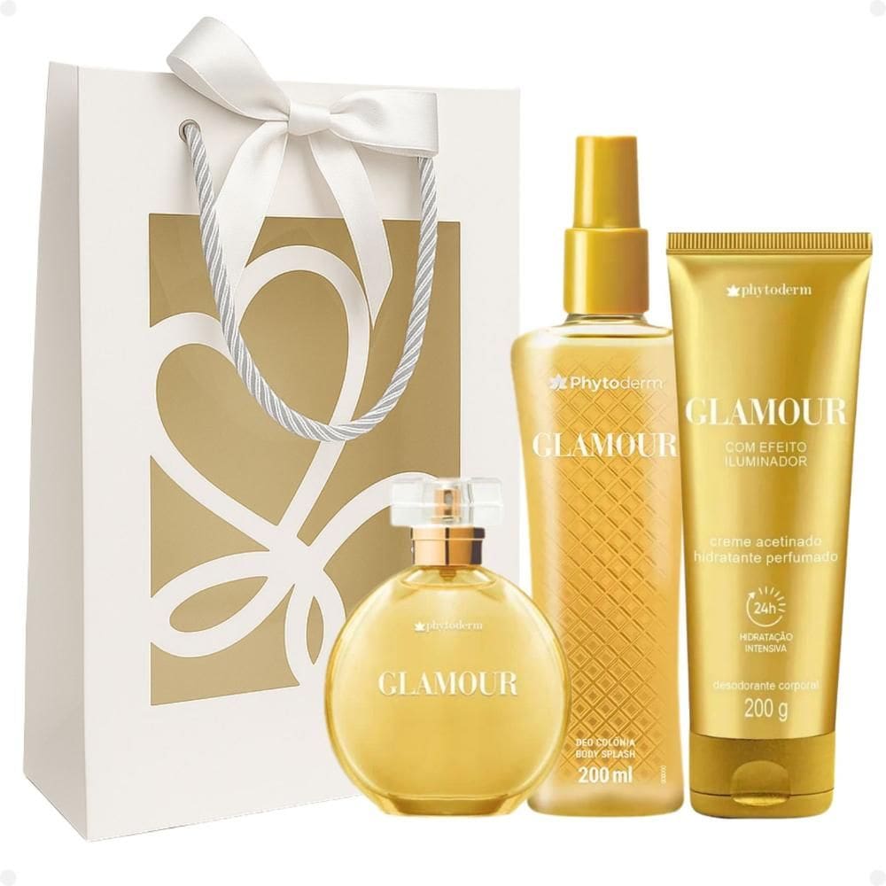 Kit Presente Phytoderm Glamour: Colônia 100ml, Body Splash 200ml e Hidratante 200g