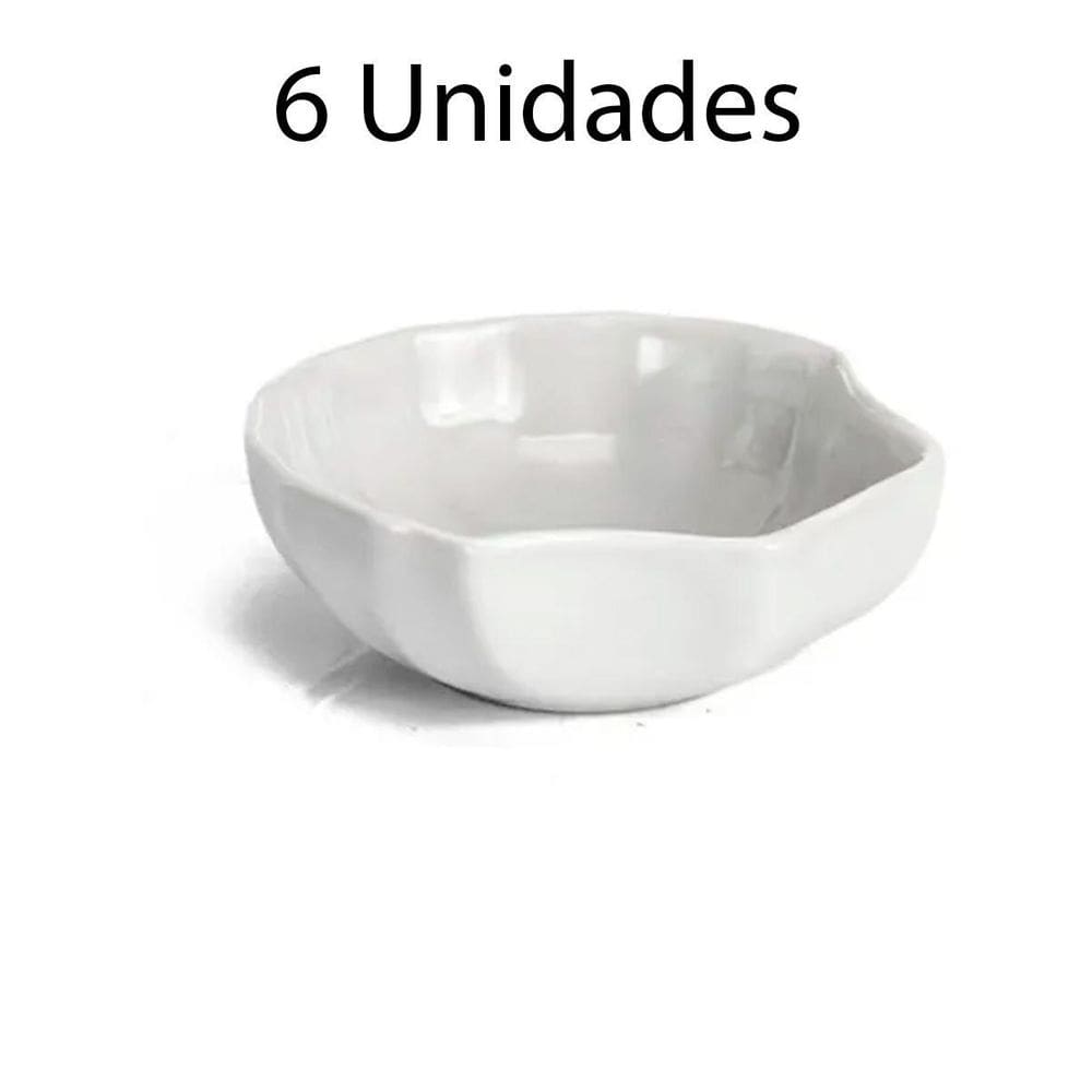 Kit Com 6 Mini Tigelas Concha De Porcelana Branca 100 Ml