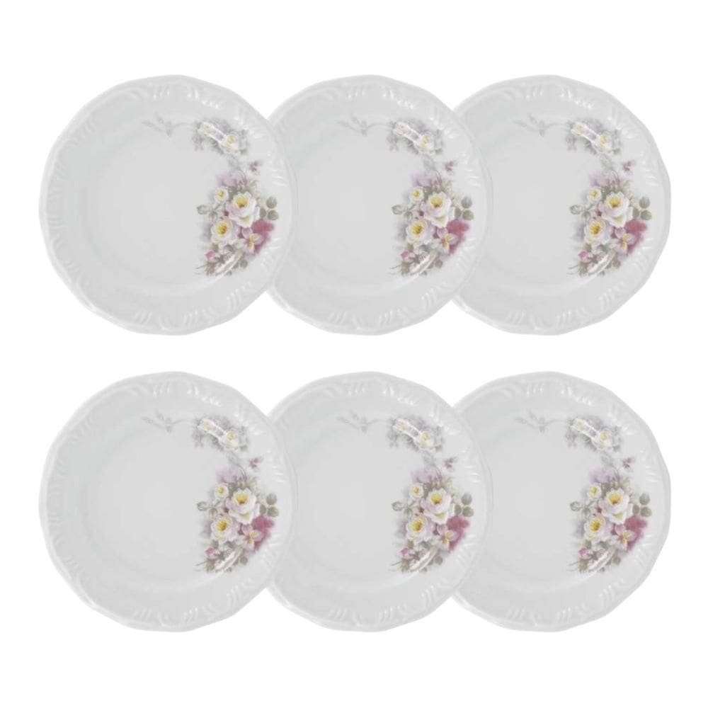 Jogo de Pratos de Sobremesa 6 Peças 19cm Eterna Porcelana Schmidt