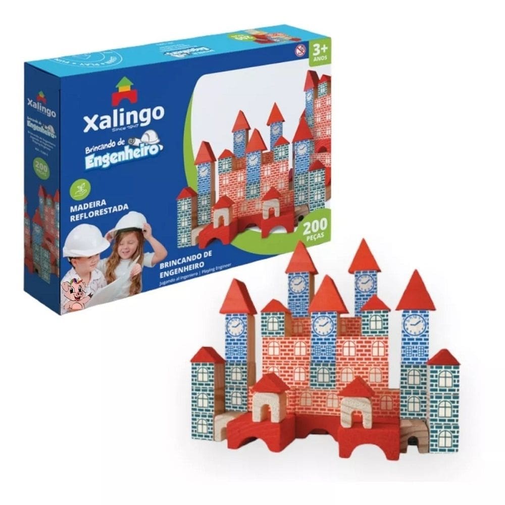 Blocos de Montar Xaliingo Brincando de Engenheiro 200 Pçs
