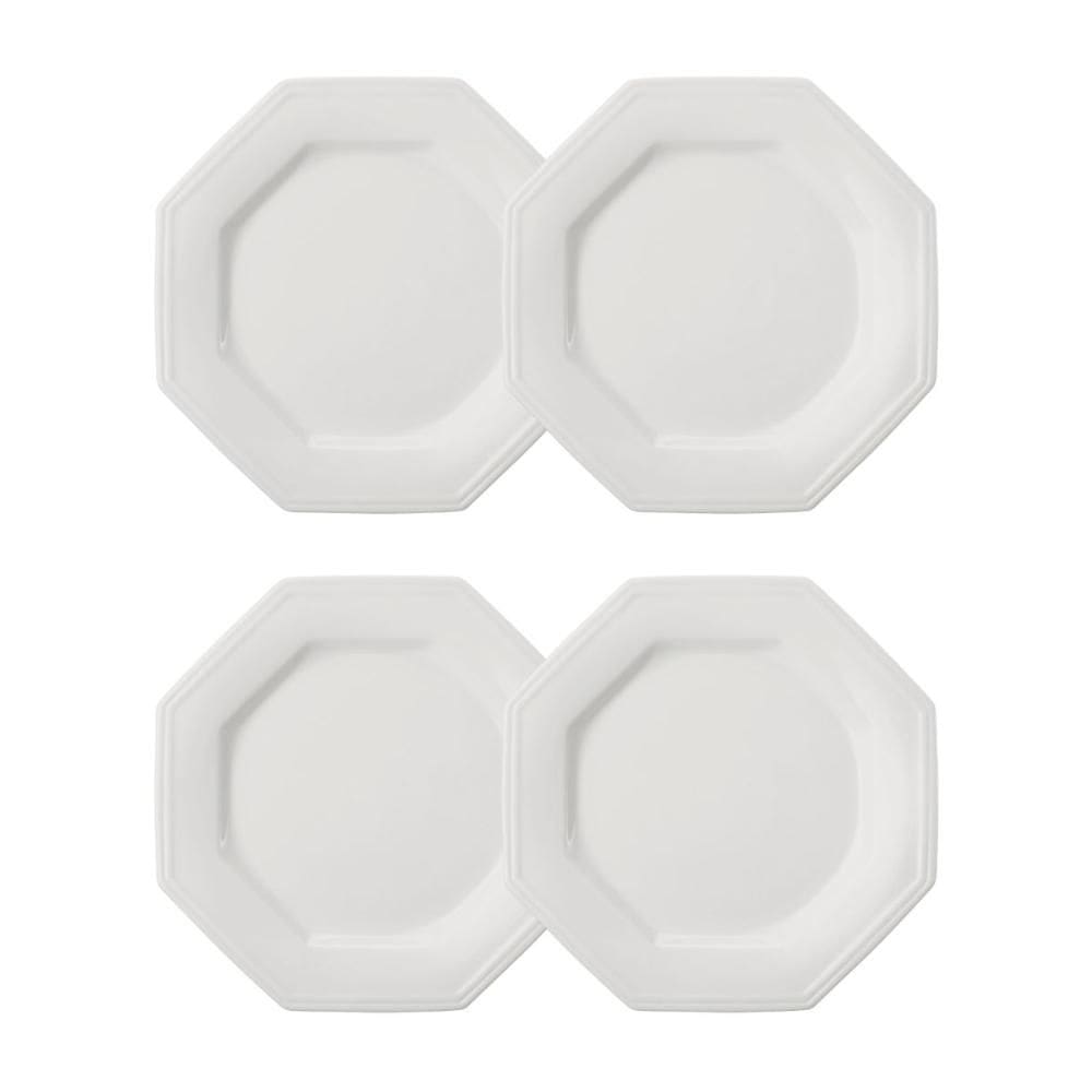 Jogo 4 Pratos Rasos Prisma Brancos 28 cm Porcelana Schmidt