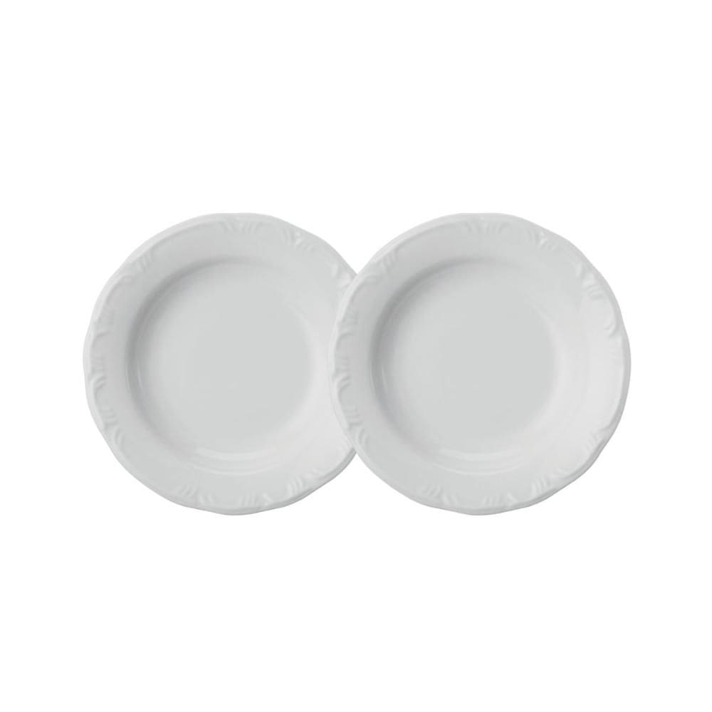 Jogo 2 Pratos Fundos Pomerode Brancos 24 cm Porcelana Schmidt