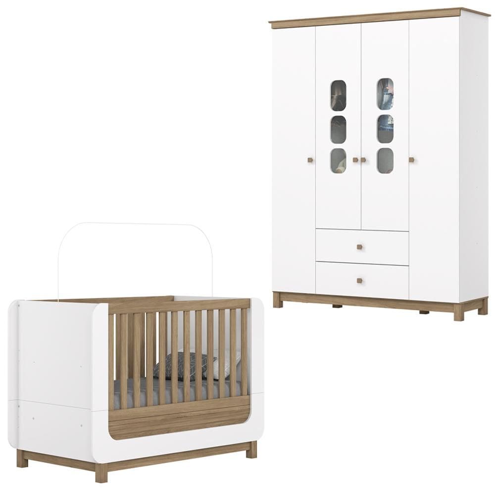 Berco Mini Cama e Guarda Roupa 4 P 2 G Aconchego Branco Jequitiba  Henn
