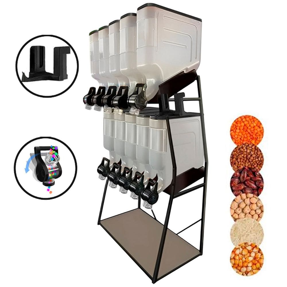 Dispenser 10 Módulos 45 Litros ou 20 Kilos Armazenamento Ração Grãos Cereais 2 Geração Preto Mec Pet