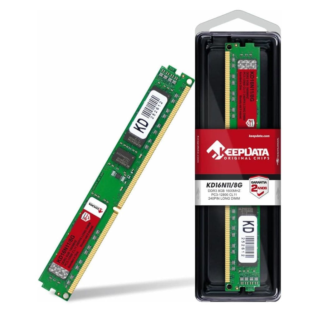 Memória RAM Desktop KeepData 8GB 1600Mhz DDR3 PC3-12800 CL11 Long DIMM KD16N11/8G