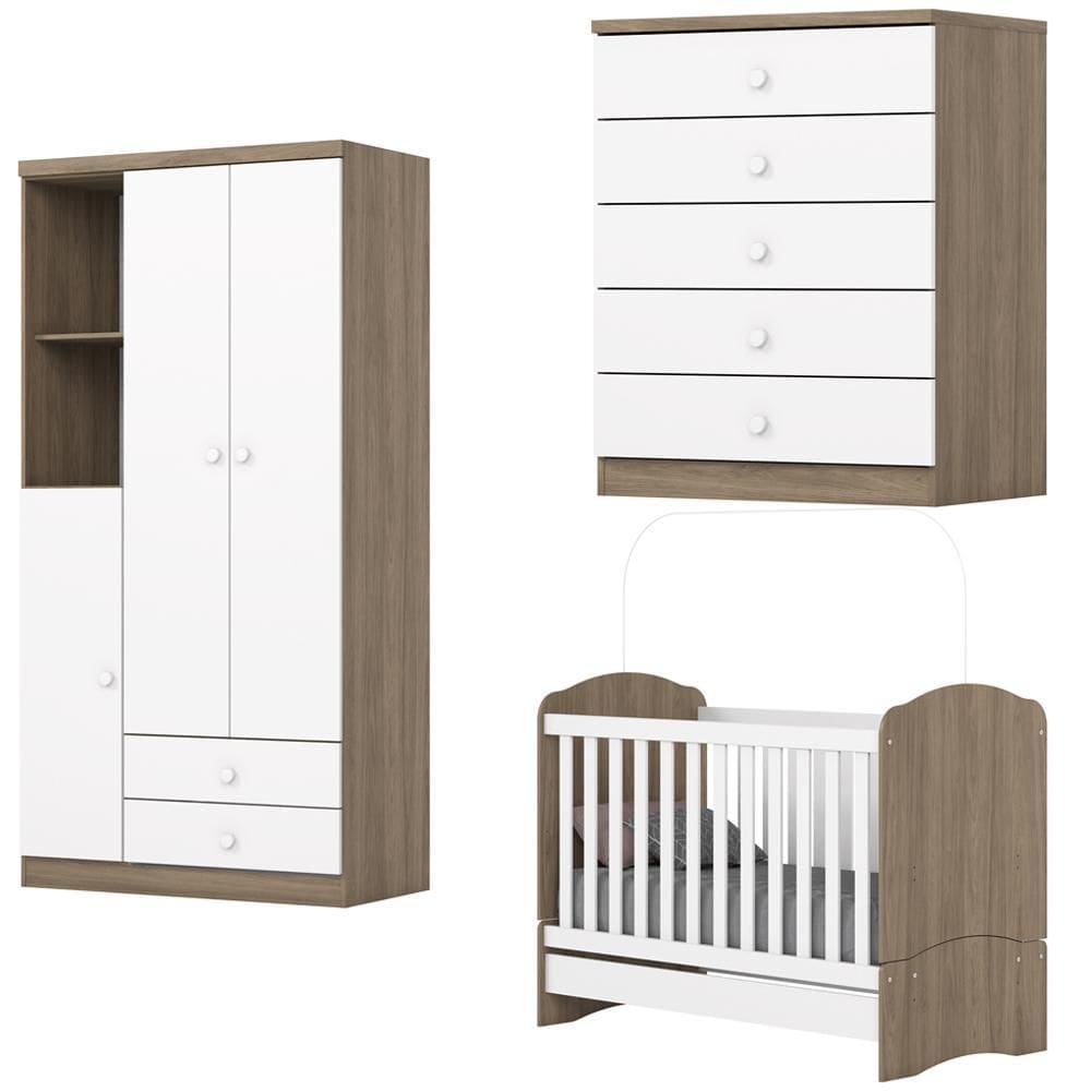 Quarto Infantil 3 Pecas Berco Mini Cama Bala De Menta