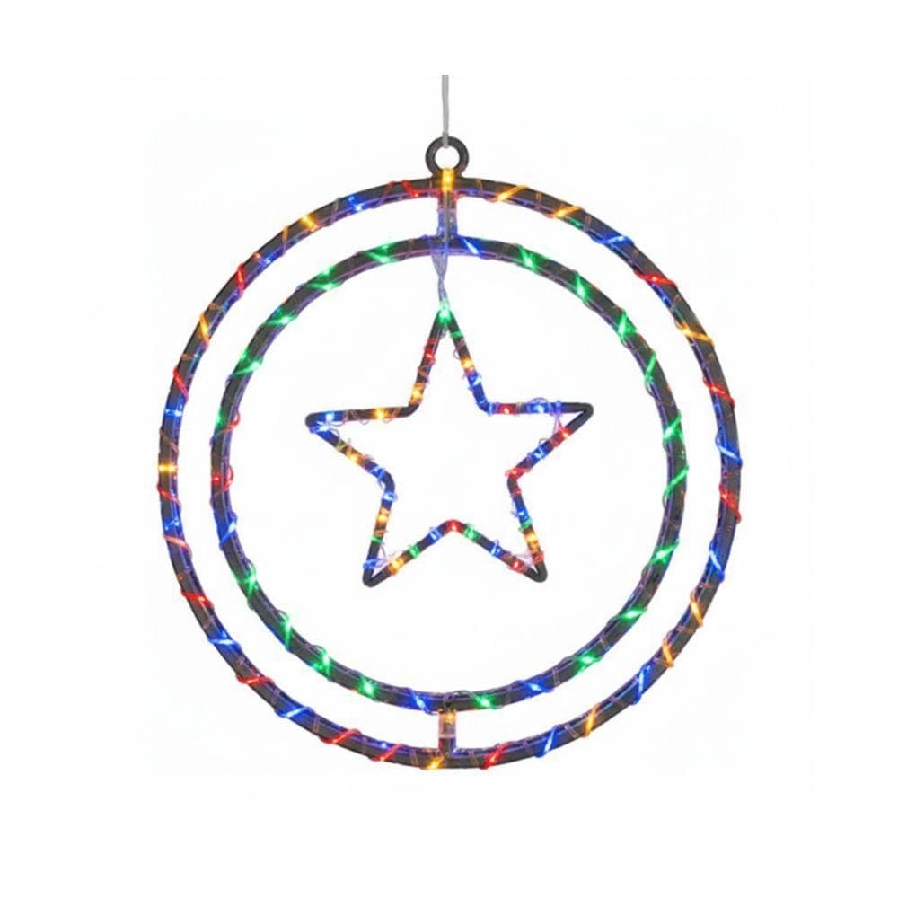 Argola Dupla Com Figuras Estrela 80 Leds Colorida - Global