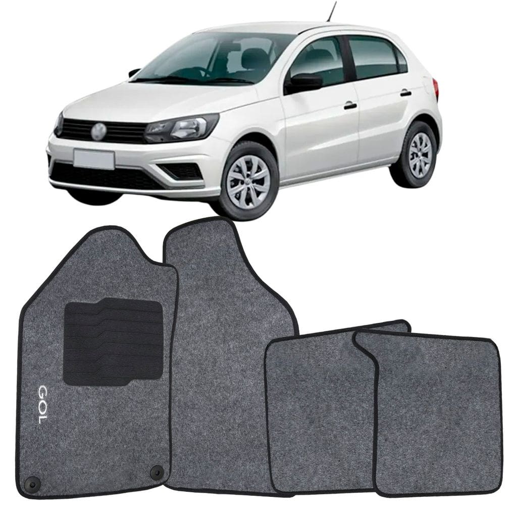 Tapete Carpete Gol G6 G7 2012 à 2019 Grafite Logo Bordado Jogo 4 Peças Personalizado Automotivo