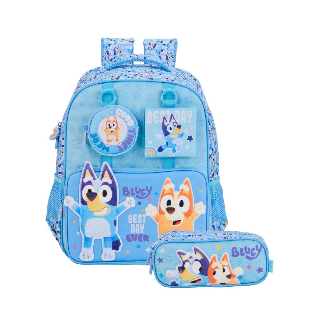 Mochila de Costas Estojo Duplo Bluey Youtuber Infantil