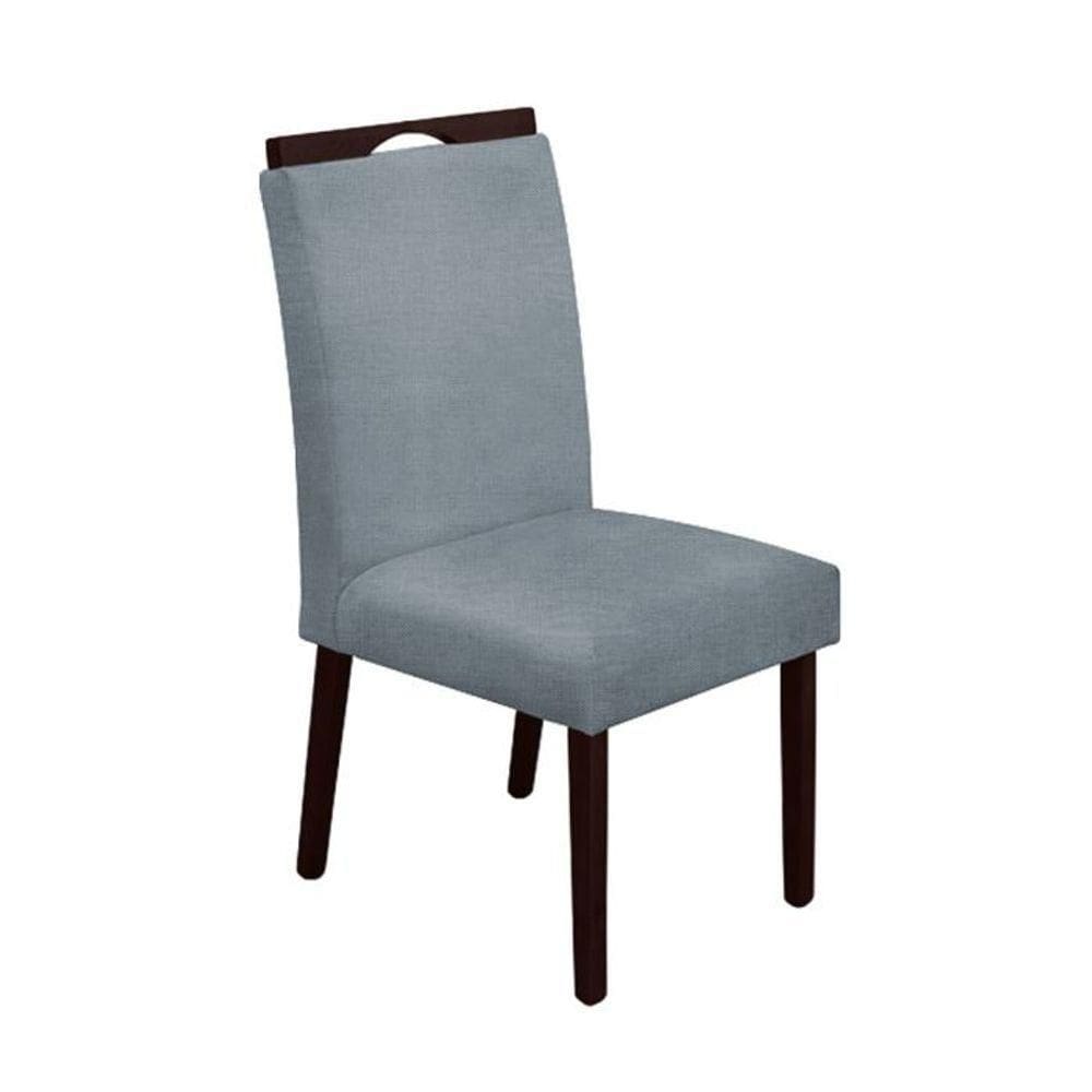 Cadeira Mesa De Jantar Madeira Maciça Linho Premium Heloísa Castanho Cinza Linho