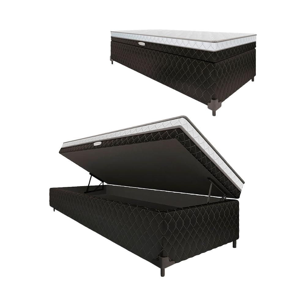 Cama Box Baú Conjugada de Espuma D28 Nappoli Solteiro 88cm