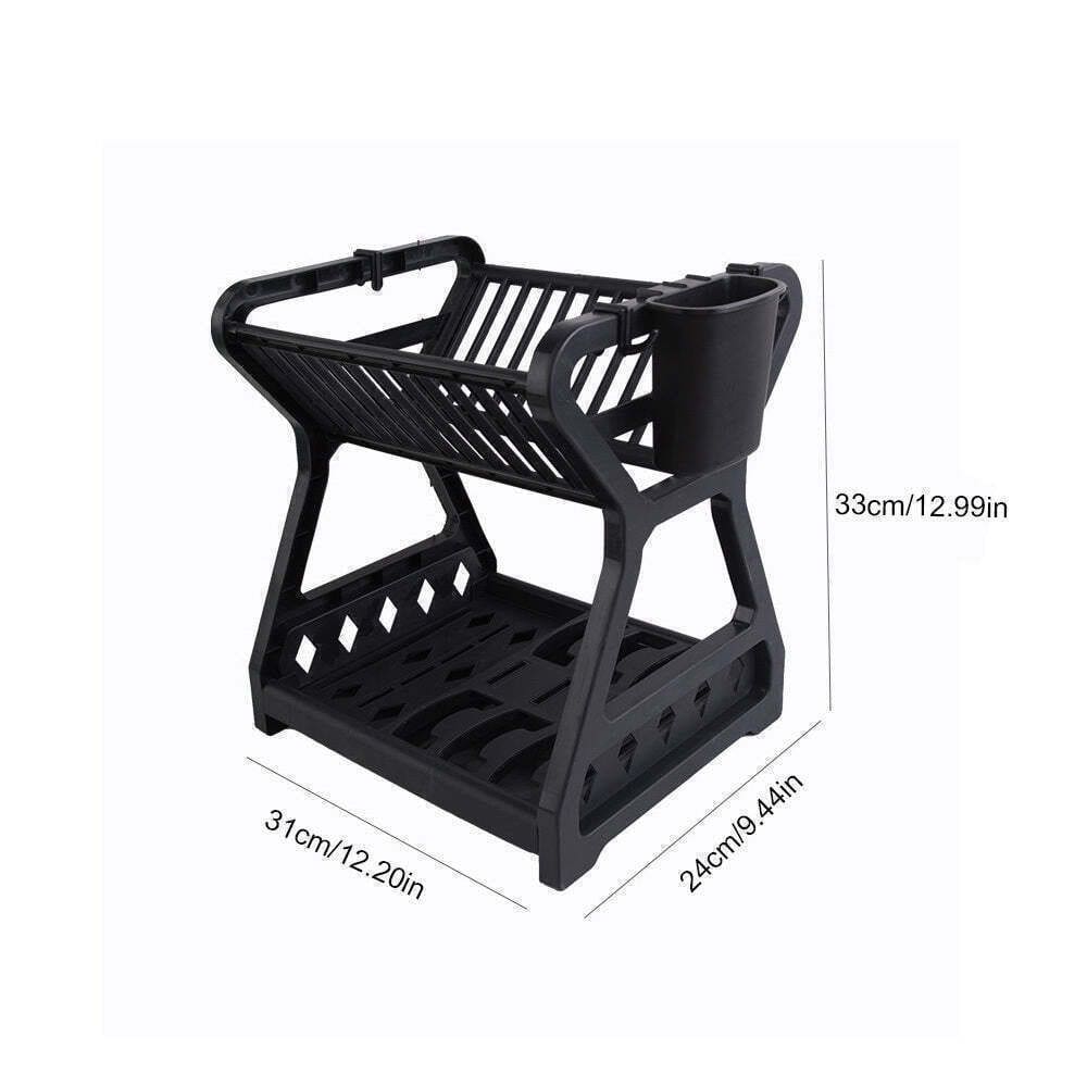 Kit Completo 2 Níveis Escorredor Louça Cesto Retrátil Multiuso ElaShopp