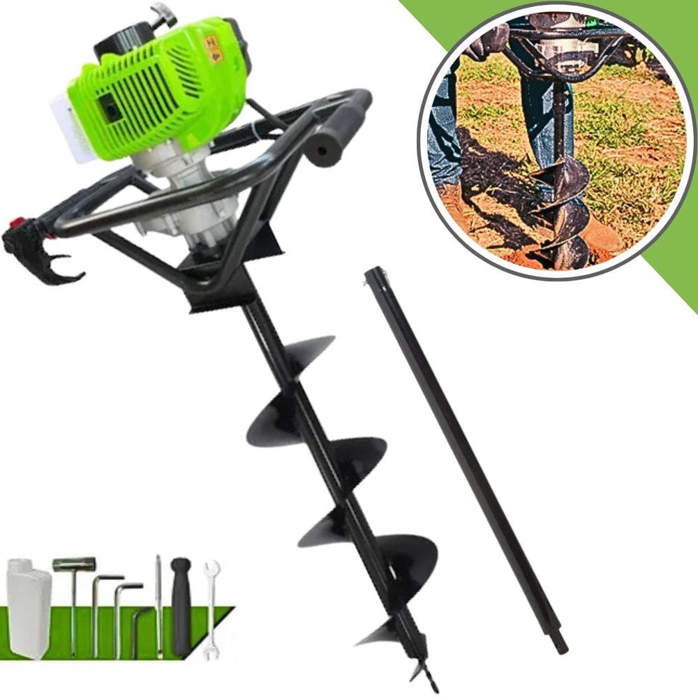 Perfurador De Solo Profissional Menegotti Mps52 V3 52cc Com Broca 80x20cm + Alongador Extensor 60cm