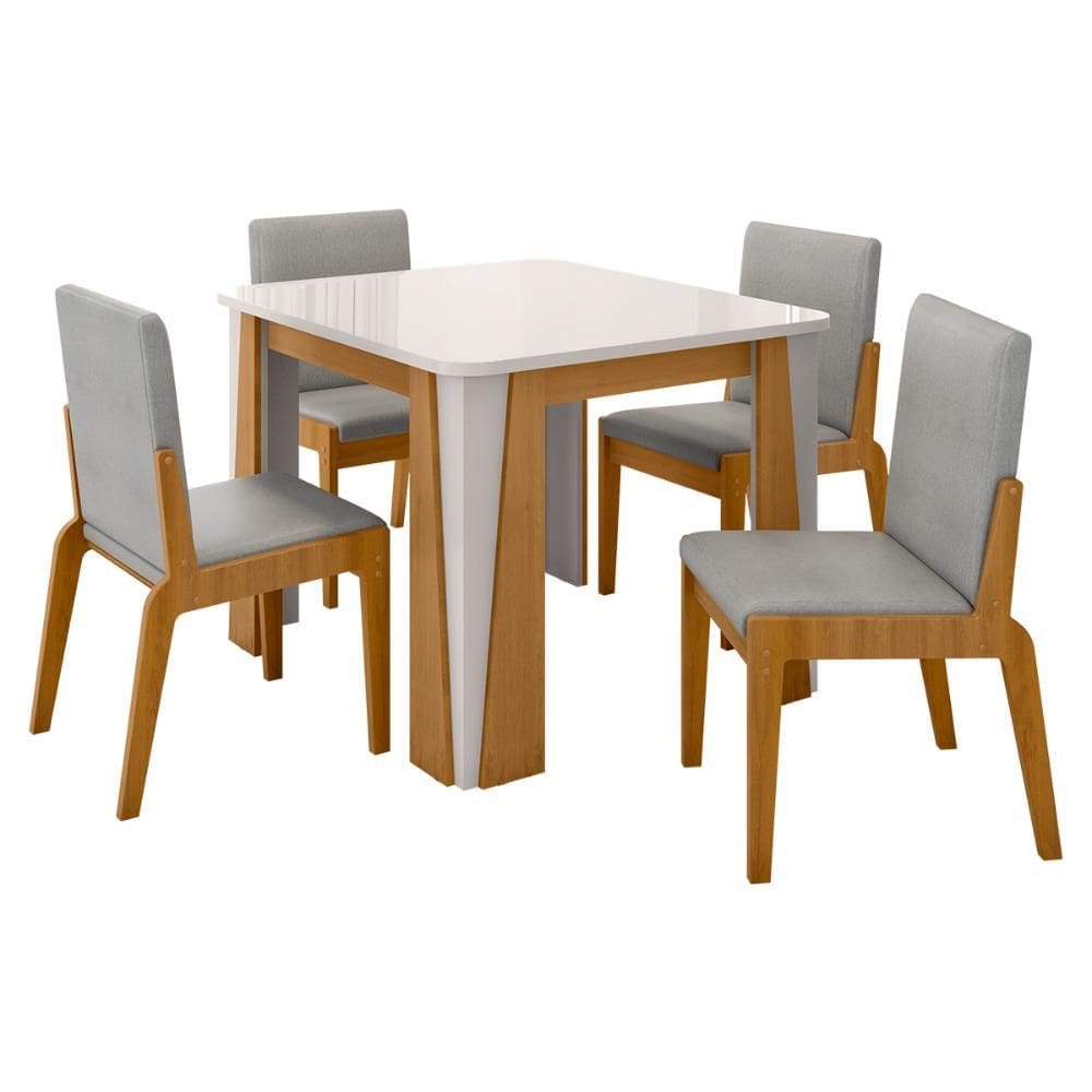 Kit Mesa de Jantar Opera com 4 Cadeiras Sinfonia em Linho