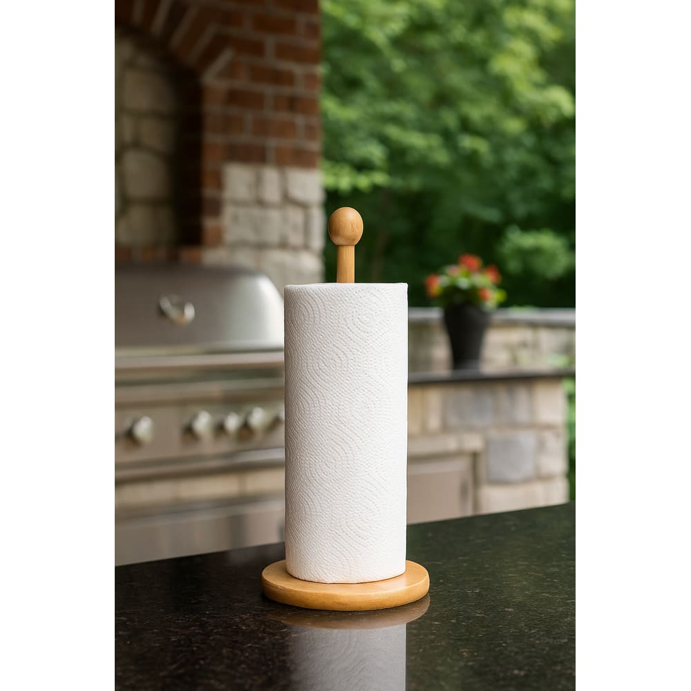 Porta Papel Toalha De Bambu 13,5x13,5x31cm - Bambu