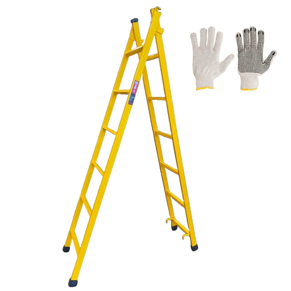 Escada Extensiva 6/12 Degraus 3 metros Multifuncional 3 em 1 em Aço + Luva de Malha Pigmentada Vonder