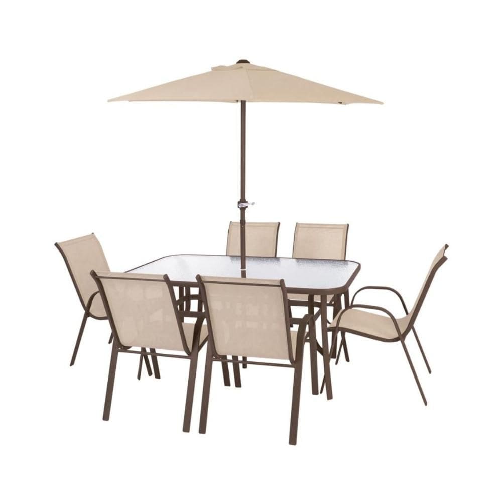 Conjunto Jardim Texas Com Mesa Guarda-sol e Cadeiras Mor