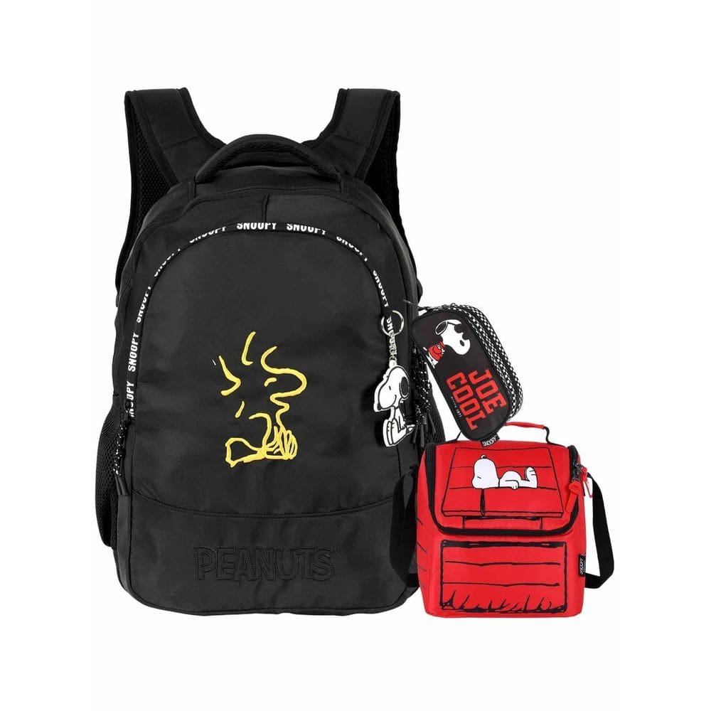 Kit Snoopy Mochila De Costas Notebook + Lancheira + Estojo T