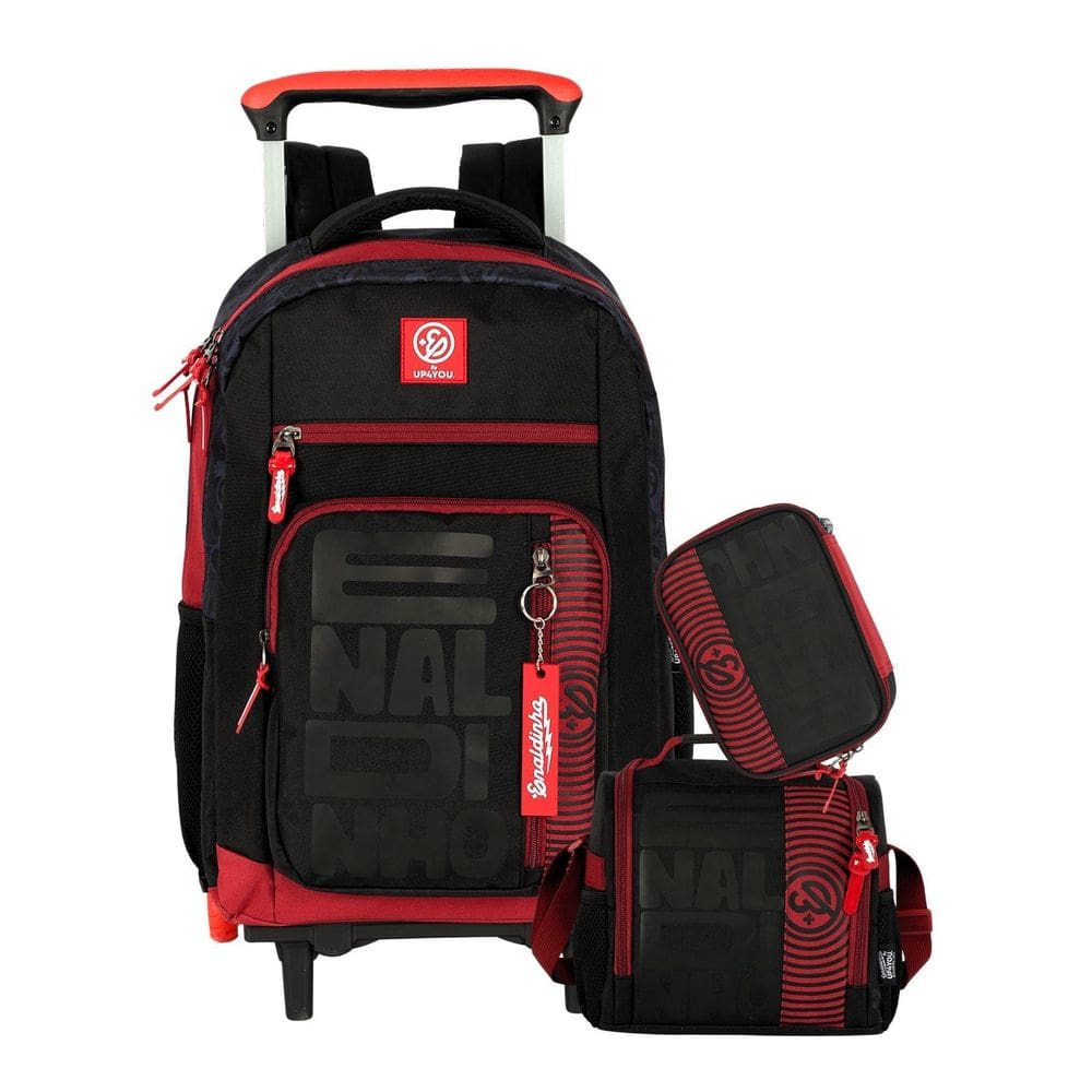Kit Enaldinho Mochila 2Em1 Rodas + Lancheira + Estojo Box