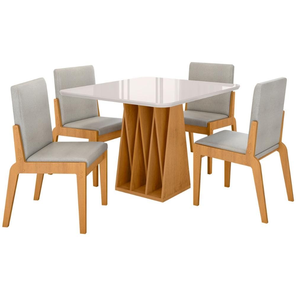 Kit Mesa de Jantar Orquestra com 4 Cadeira Sinfonia em Linho