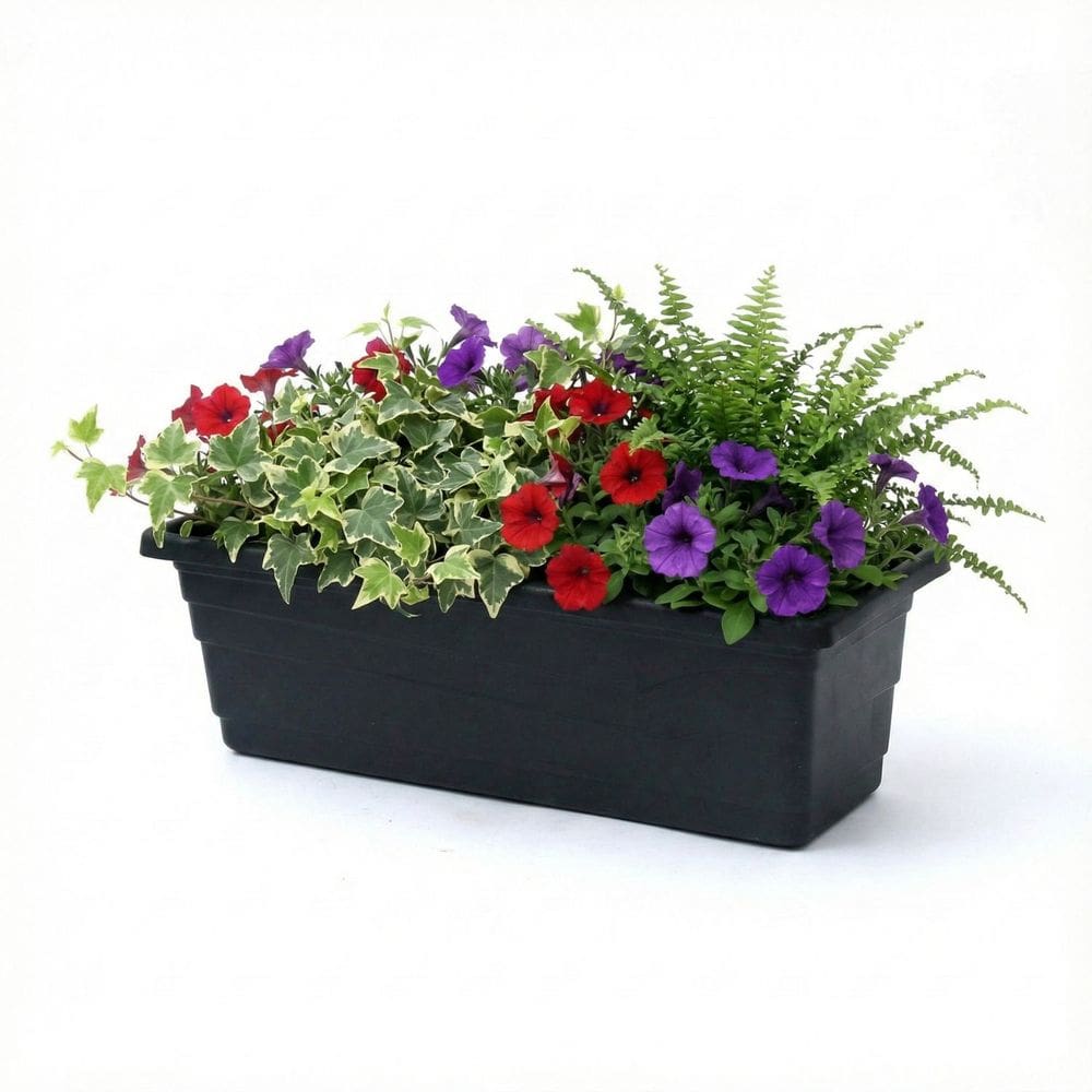 Floreira Retangular 44cm Preta - Vaso Versátil para Flores, Hortas e Temperos - JP43P