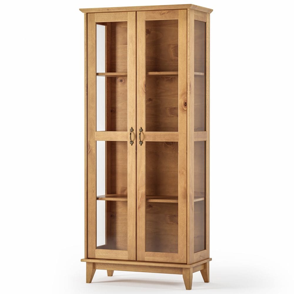 Cristaleira de Madeira Com Vidro 2 Portas Lira M06 Carvalho Fosco - Lyam Decor