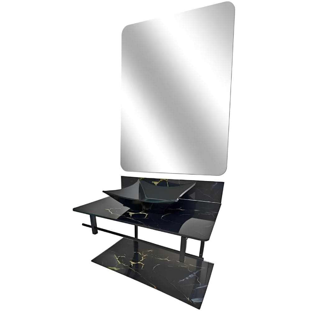 Lavatório com Cuba Rubi Black Gold 70x40cm Sem Espelho - 0231 - DULLUC