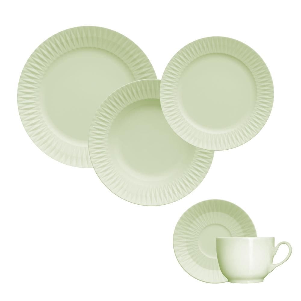 Jogo Jantar Chá 30 Pçs Diamante Verde Menta Germer Porcelana