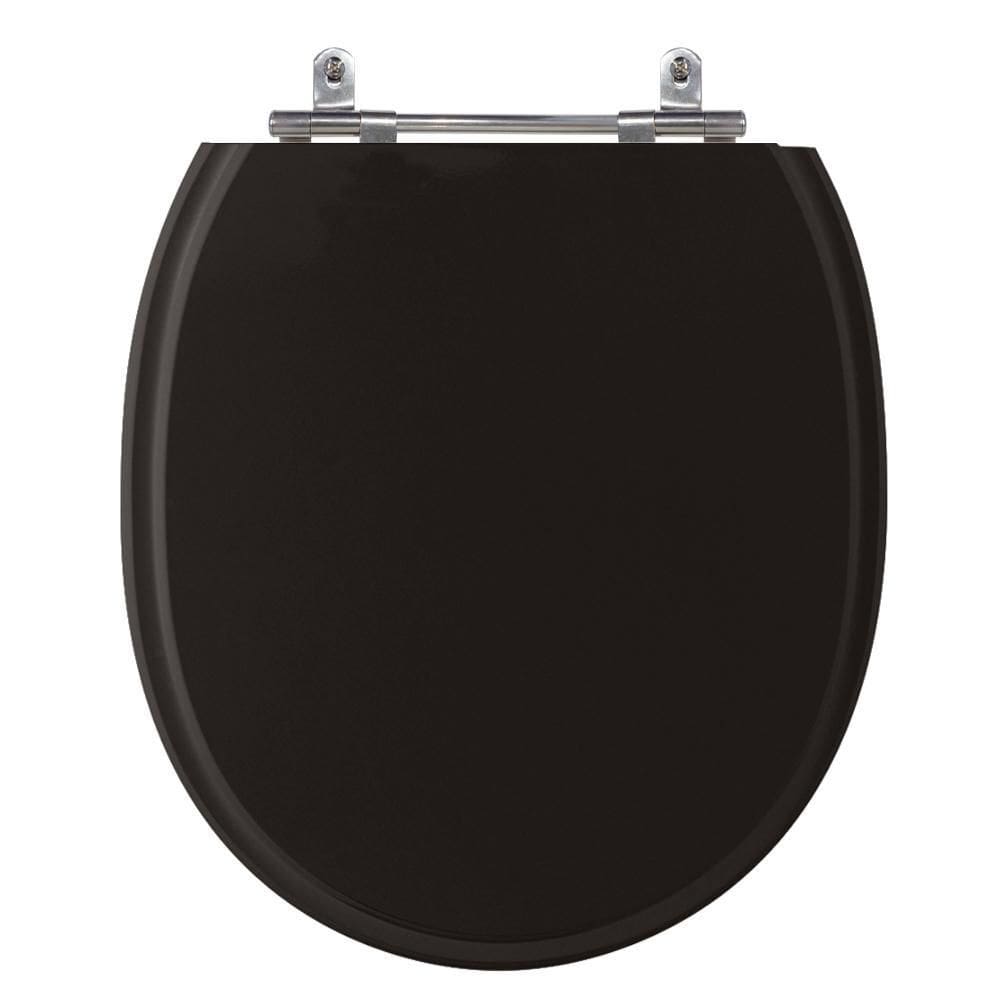 Assento Laqueado Village Preto Tampa Vaso Deca Em Mdf Preto