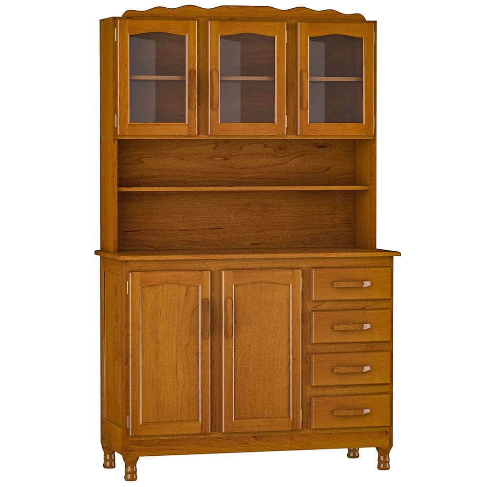 Armário Kit de Cozinha Rústico 5 Portas 4 Gavetas Évora M06 Imbuia Brilho - Lyam Decor