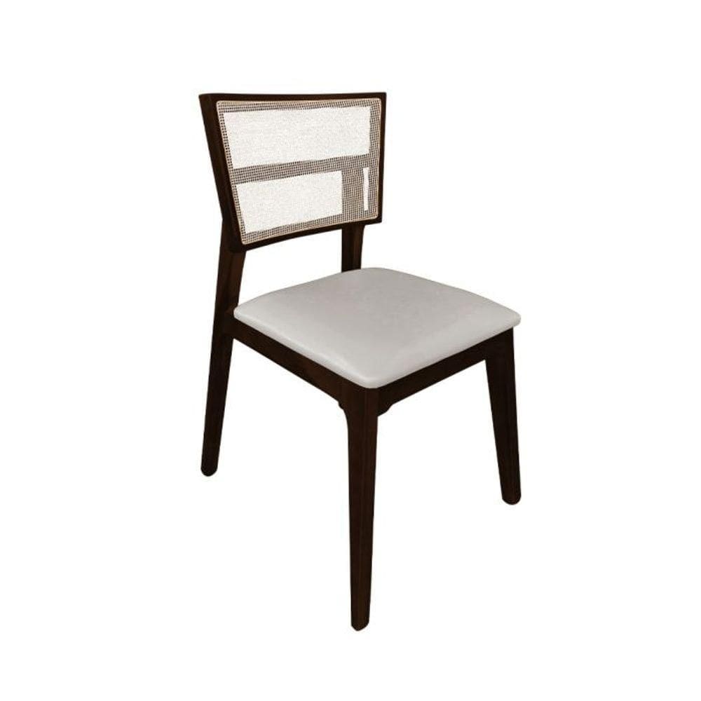 Cadeira De Jantar Em Tela Premium Madeira Maciça Manuela Bege Veludo Castanho