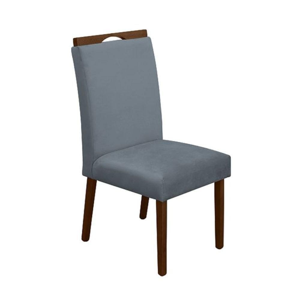 Cadeira Mesa De Jantar Madeira Maciça Veludo Premium Heloísa Cinza Mel