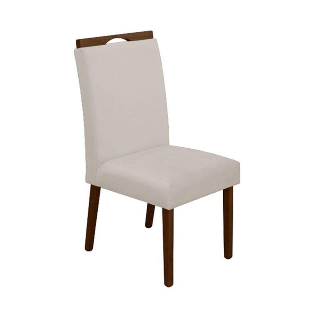 Cadeira Mesa De Jantar Madeira Maciça Veludo Premium Heloísa Bege Mel