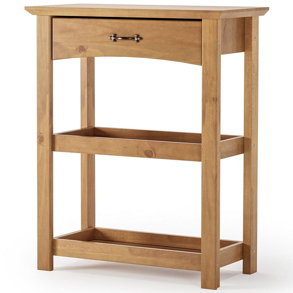 Aparador Rústico Para Sala Madeira Maciça 1 Gaveta Lira M06 Carvalho Fosco - Lyam Decor