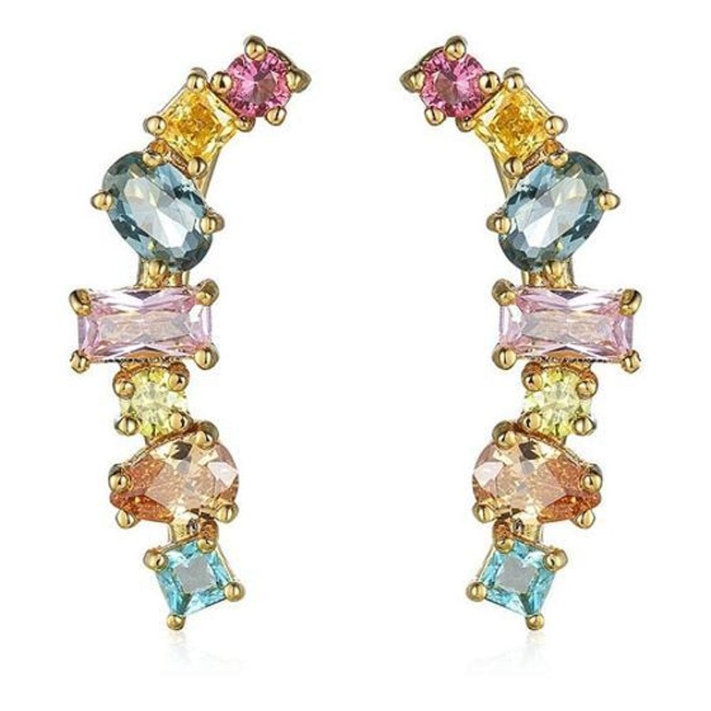 Brinco Ear Cuff Noiva Pedra Zirconia Colorido Festa 15 Anos