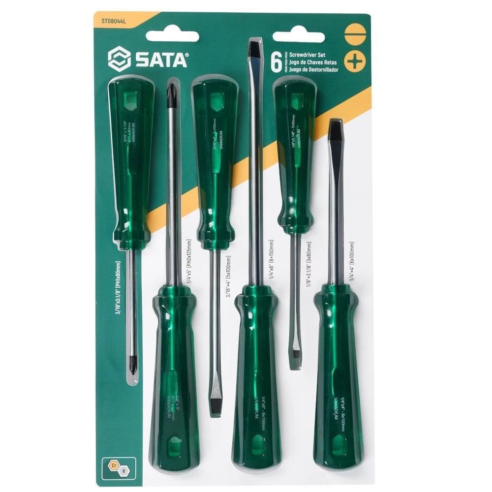 Jogo De Chaves De Fenda E Phillips Com 6 Peças St08044L Sata