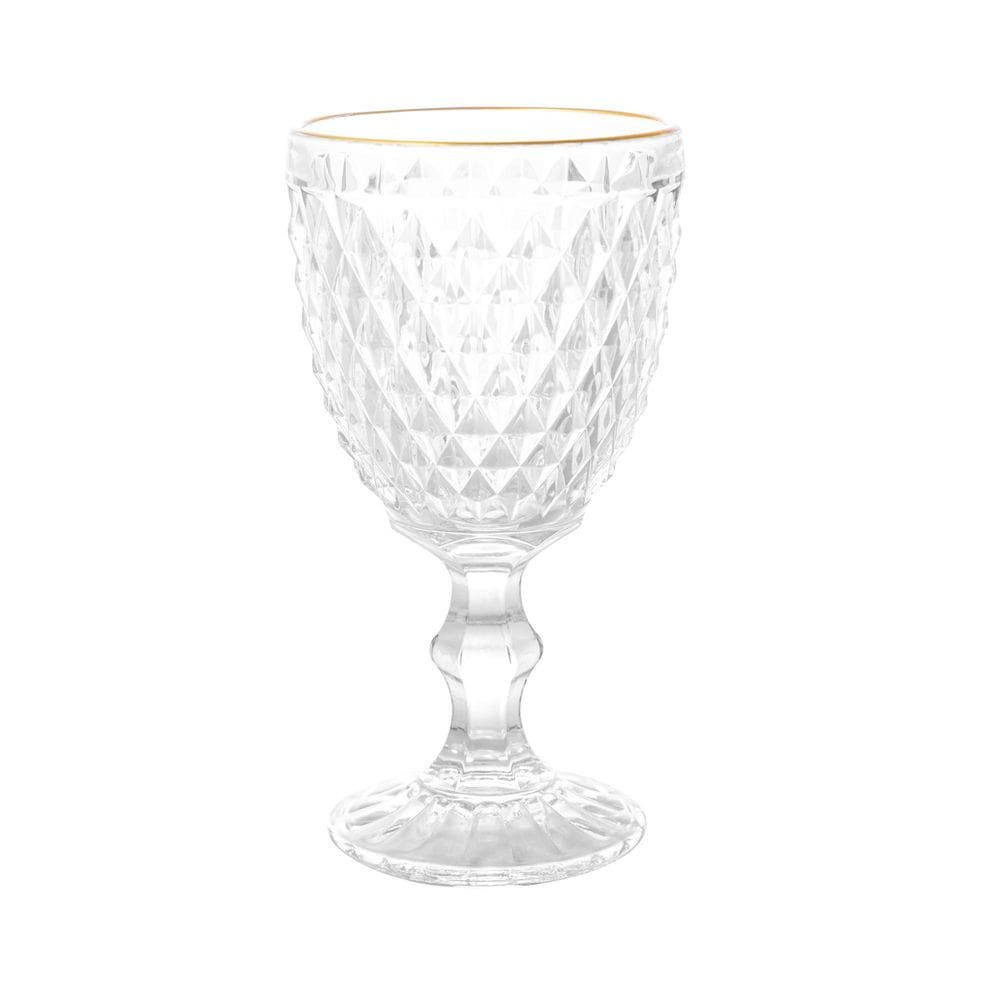 Taça Vidro P/Agua Bico De Abacaxi C/Fio De Ouro 325Ml- Lyor