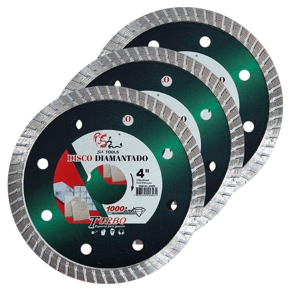 Kit 3 Discos De Corte Diamantado Turbo 110Mm 1Mm Porcelanato