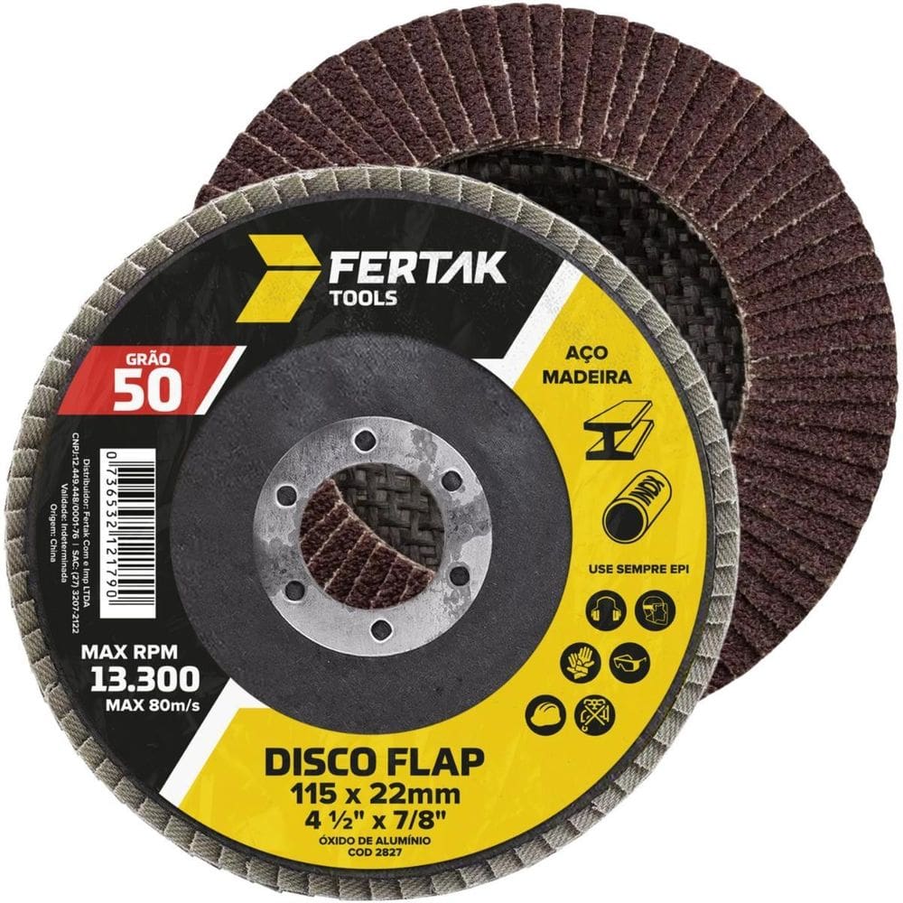 Disco Lixa Flap 115Mm Grão 50 Madeira Aço Desbaste