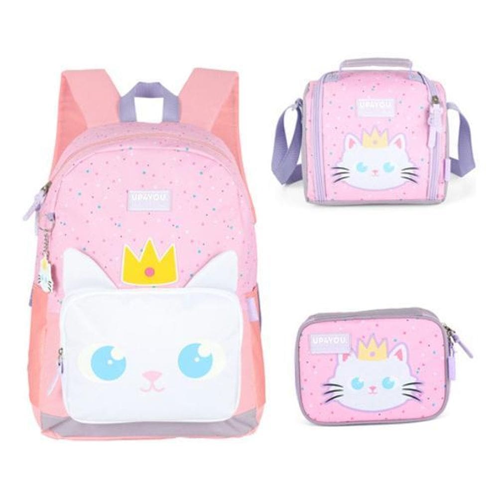 Kit Mochila De Costas Gato Gatinha  Up4You