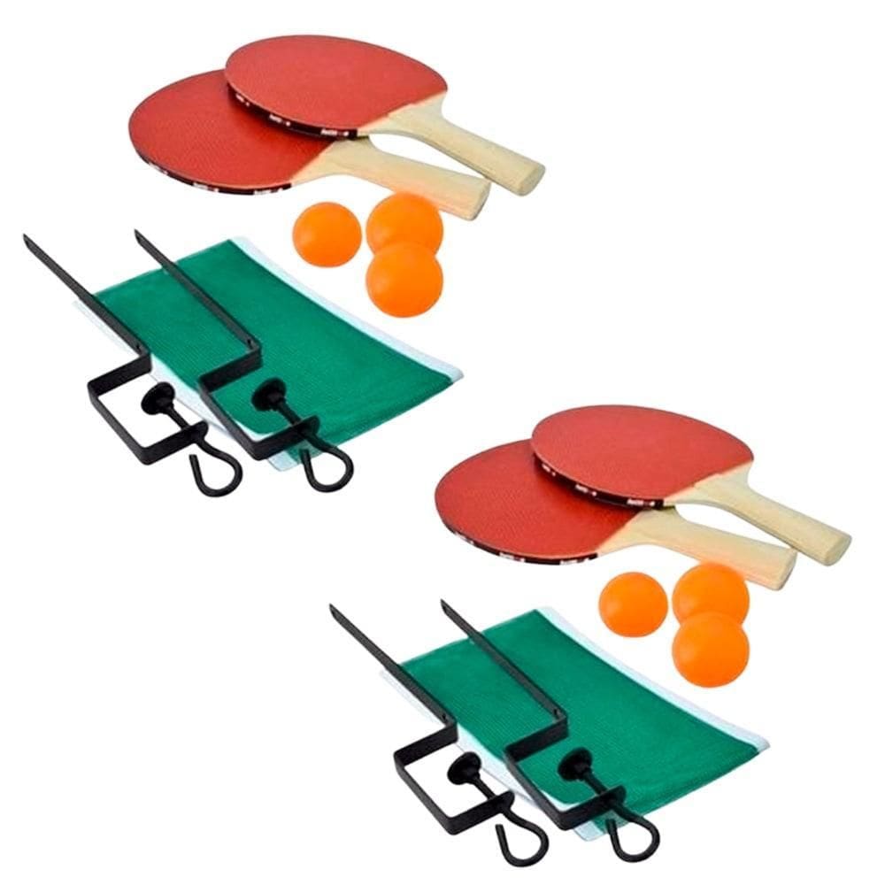 Kit 4 Raquetes De Ping Pong Tênis De Mesa 6 Bolinhas 2 Rede