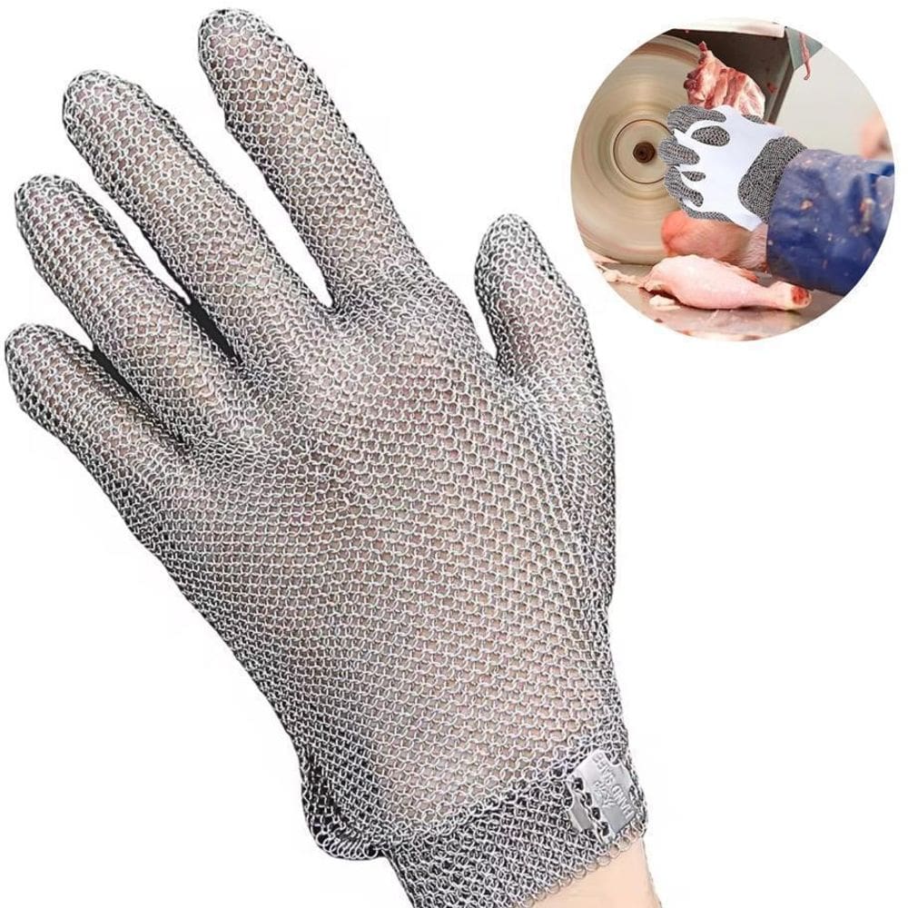 Luva Malha De Aço Inox Açougueiro Anti Corte Com Ajustador M